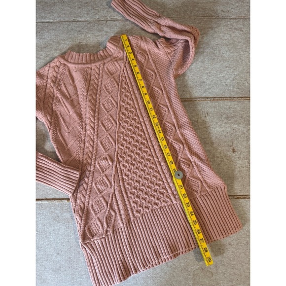 J.Crew Pink Wool Blend Cable Knit Sweater Women's XS Long Tunic Pullover EUC - Picture 8 of 10